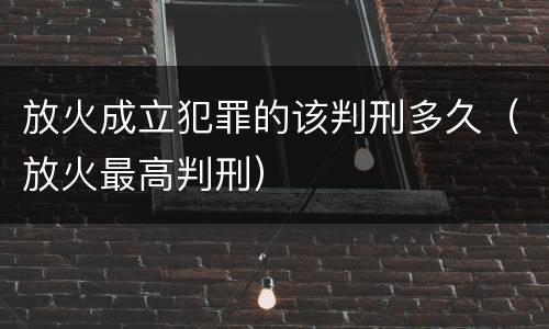 放火成立犯罪的该判刑多久（放火最高判刑）