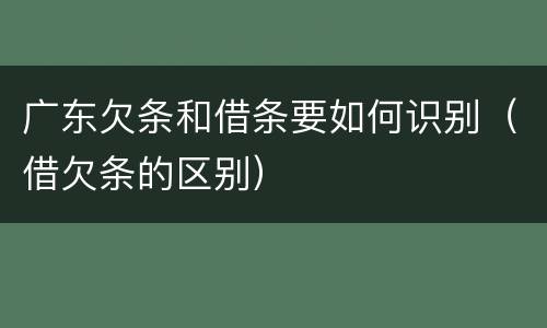 广东欠条和借条要如何识别（借欠条的区别）