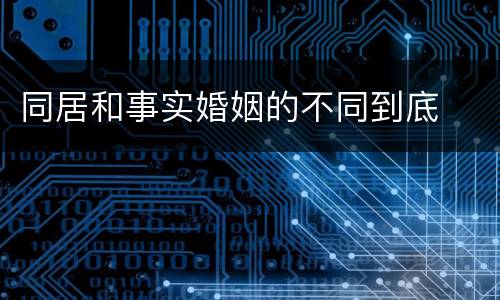 同居和事实婚姻的不同到底