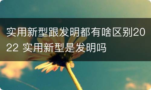 实用新型跟发明都有啥区别2022 实用新型是发明吗