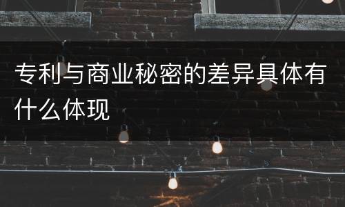 专利与商业秘密的差异具体有什么体现