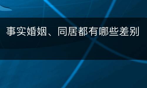事实婚姻、同居都有哪些差别
