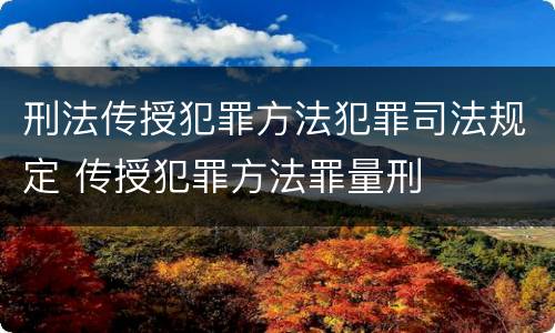 刑法传授犯罪方法犯罪司法规定 传授犯罪方法罪量刑