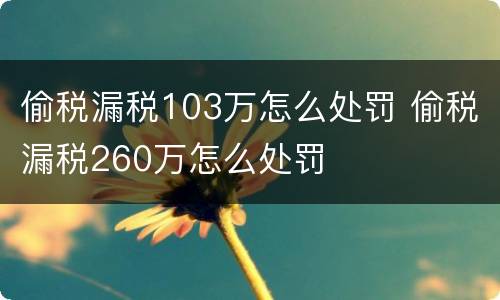 偷税漏税103万怎么处罚 偷税漏税260万怎么处罚