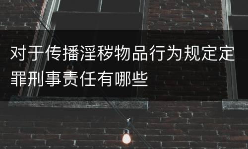 对于传播淫秽物品行为规定定罪刑事责任有哪些