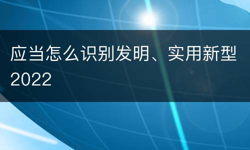 应当怎么识别发明、实用新型2022