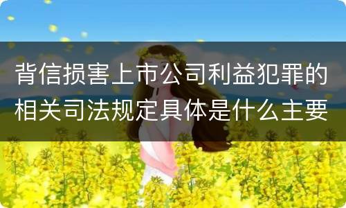 背信损害上市公司利益犯罪的相关司法规定具体是什么主要内容