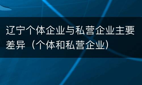 辽宁个体企业与私营企业主要差异（个体和私营企业）