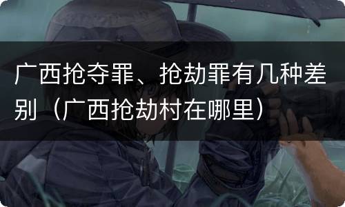 广西抢夺罪、抢劫罪有几种差别（广西抢劫村在哪里）