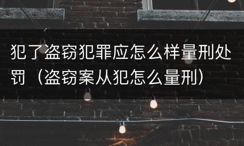 犯了盗窃犯罪应怎么样量刑处罚（盗窃案从犯怎么量刑）