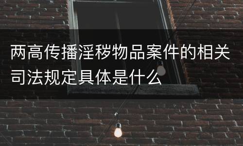 两高传播淫秽物品案件的相关司法规定具体是什么