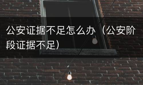 公安证据不足怎么办（公安阶段证据不足）