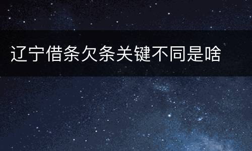辽宁借条欠条关键不同是啥