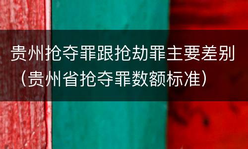 贵州抢夺罪跟抢劫罪主要差别（贵州省抢夺罪数额标准）
