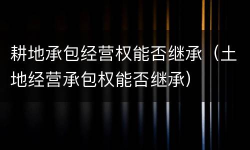 耕地承包经营权能否继承（土地经营承包权能否继承）