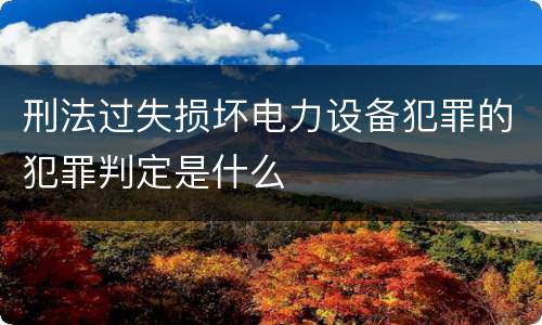 刑法过失损坏电力设备犯罪的犯罪判定是什么