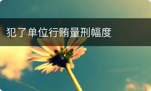 犯了单位行贿量刑幅度