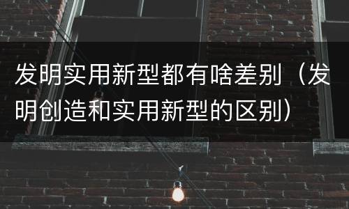 发明实用新型都有啥差别（发明创造和实用新型的区别）