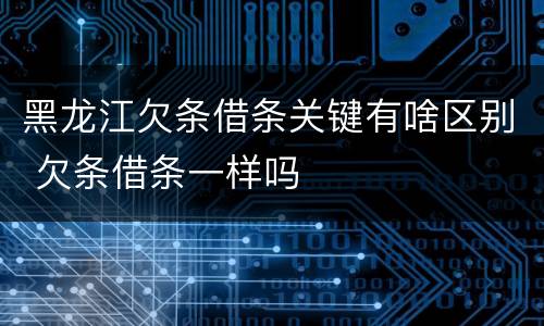 黑龙江欠条借条关键有啥区别 欠条借条一样吗