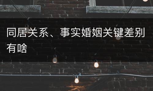 同居关系、事实婚姻关键差别有啥