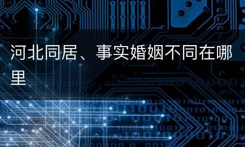 河北同居、事实婚姻不同在哪里