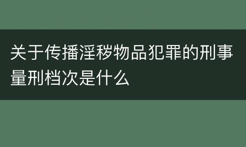 关于传播淫秽物品犯罪的刑事量刑档次是什么