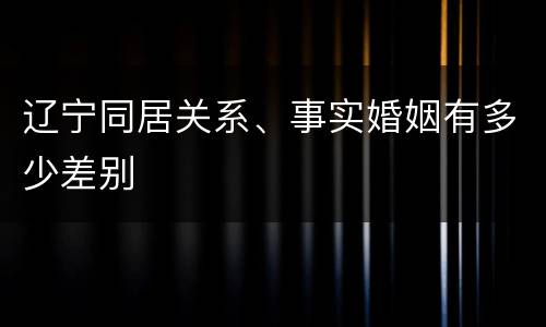 辽宁同居关系、事实婚姻有多少差别