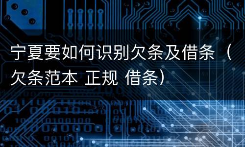 宁夏要如何识别欠条及借条（欠条范本 正规 借条）