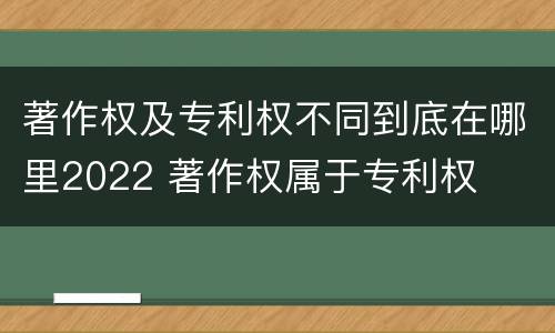 著作权及专利权不同到底在哪里2022 著作权属于专利权