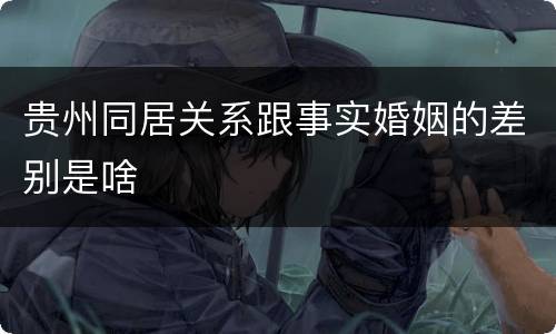 贵州同居关系跟事实婚姻的差别是啥