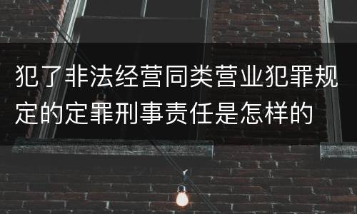 犯了非法经营同类营业犯罪规定的定罪刑事责任是怎样的