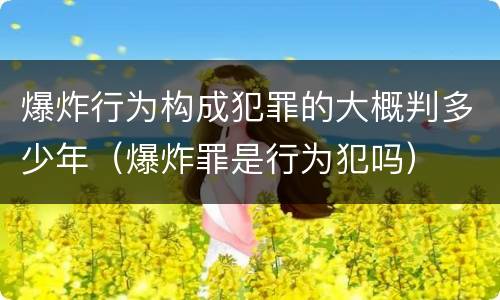 爆炸行为构成犯罪的大概判多少年（爆炸罪是行为犯吗）