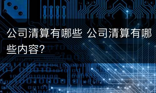 公司清算有哪些 公司清算有哪些内容?
