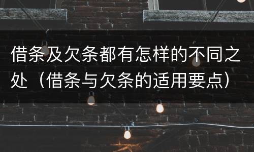 借条及欠条都有怎样的不同之处（借条与欠条的适用要点）