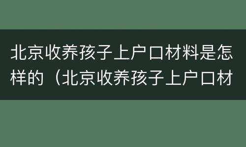 北京收养孩子上户口材料是怎样的（北京收养孩子上户口材料是怎样的要求）