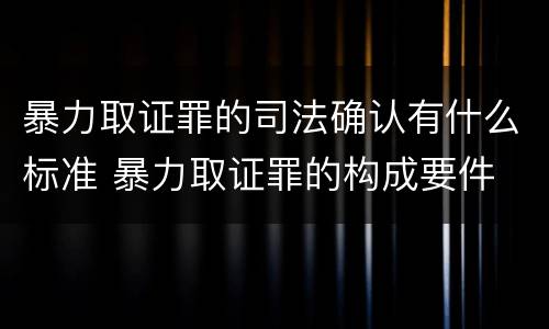 暴力取证罪的司法确认有什么标准 暴力取证罪的构成要件