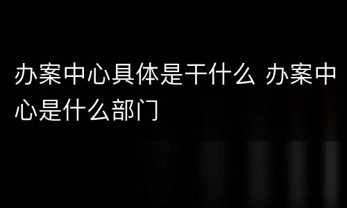 办案中心具体是干什么 办案中心是什么部门