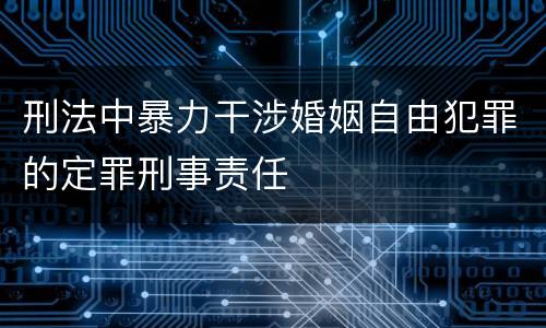 刑法中暴力干涉婚姻自由犯罪的定罪刑事责任