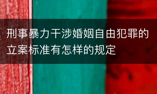 刑事暴力干涉婚姻自由犯罪的立案标准有怎样的规定