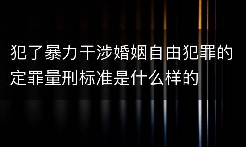 犯了暴力干涉婚姻自由犯罪的定罪量刑标准是什么样的