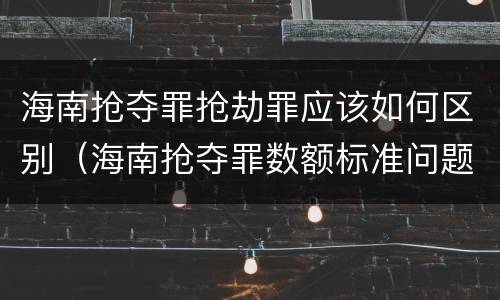 海南抢夺罪抢劫罪应该如何区别（海南抢夺罪数额标准问题的规定）