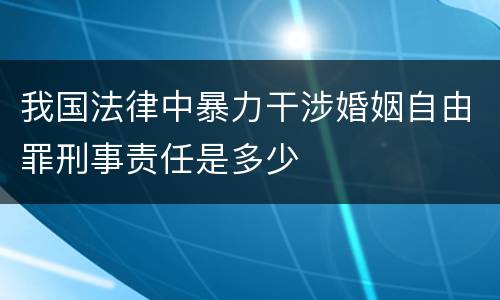 我国法律中暴力干涉婚姻自由罪刑事责任是多少