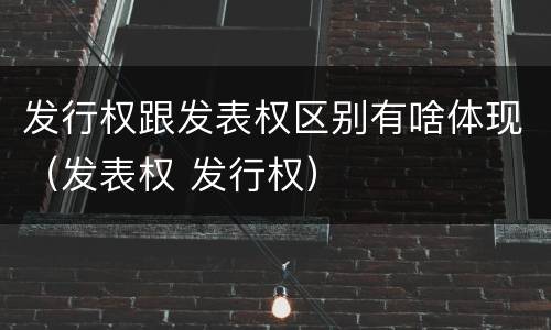 发行权跟发表权区别有啥体现（发表权 发行权）