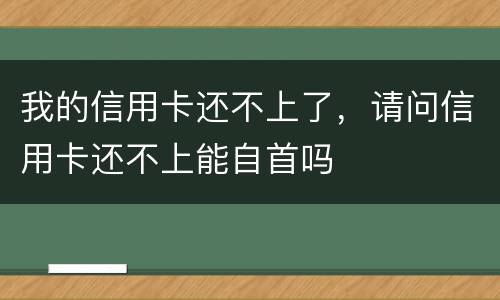 我的信用卡还不上了，请问信用卡还不上能自首吗