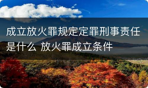 成立放火罪规定定罪刑事责任是什么 放火罪成立条件