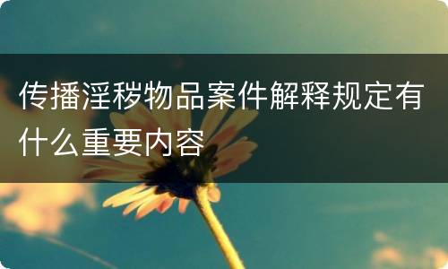 传播淫秽物品案件解释规定有什么重要内容
