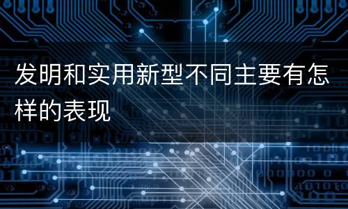 发明和实用新型不同主要有怎样的表现