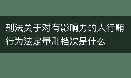 刑法关于对有影响力的人行贿行为法定量刑档次是什么