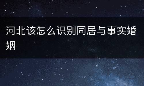 河北该怎么识别同居与事实婚姻