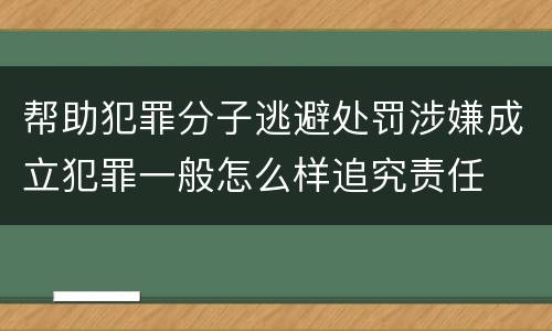帮助犯罪分子逃避处罚涉嫌成立犯罪一般怎么样追究责任